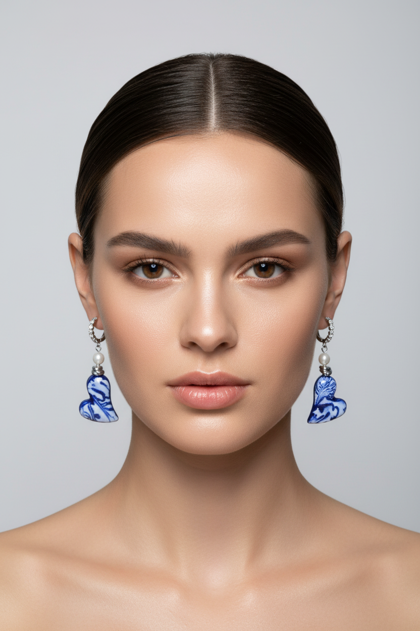 Modella con entrambi gli orecchini visibili