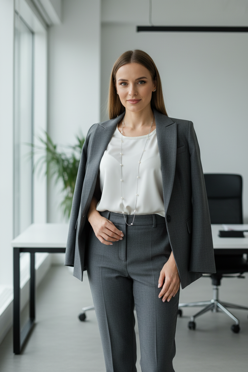 Collana su outfit da ufficio chic