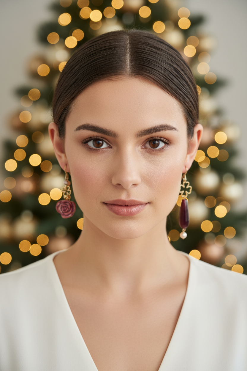 Modella con entrambi gli orecchini visibili