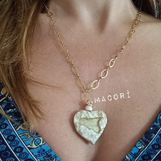 Collana Cuore Sicilia in Oro – Gioielli Artigianali Fatti a Mano con Perla | Collana Donna Elegante, Regalo Unico Made in Italy