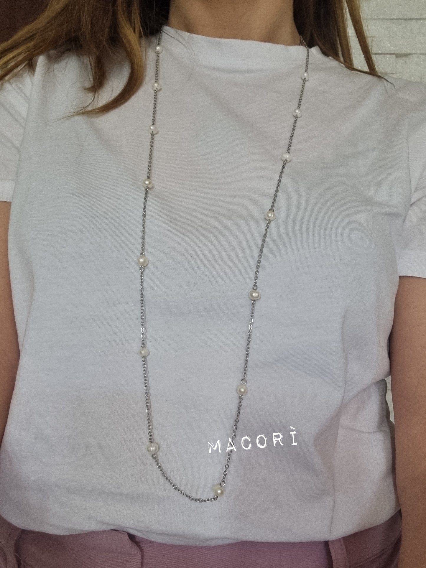 Collana lunga con perle di fiume