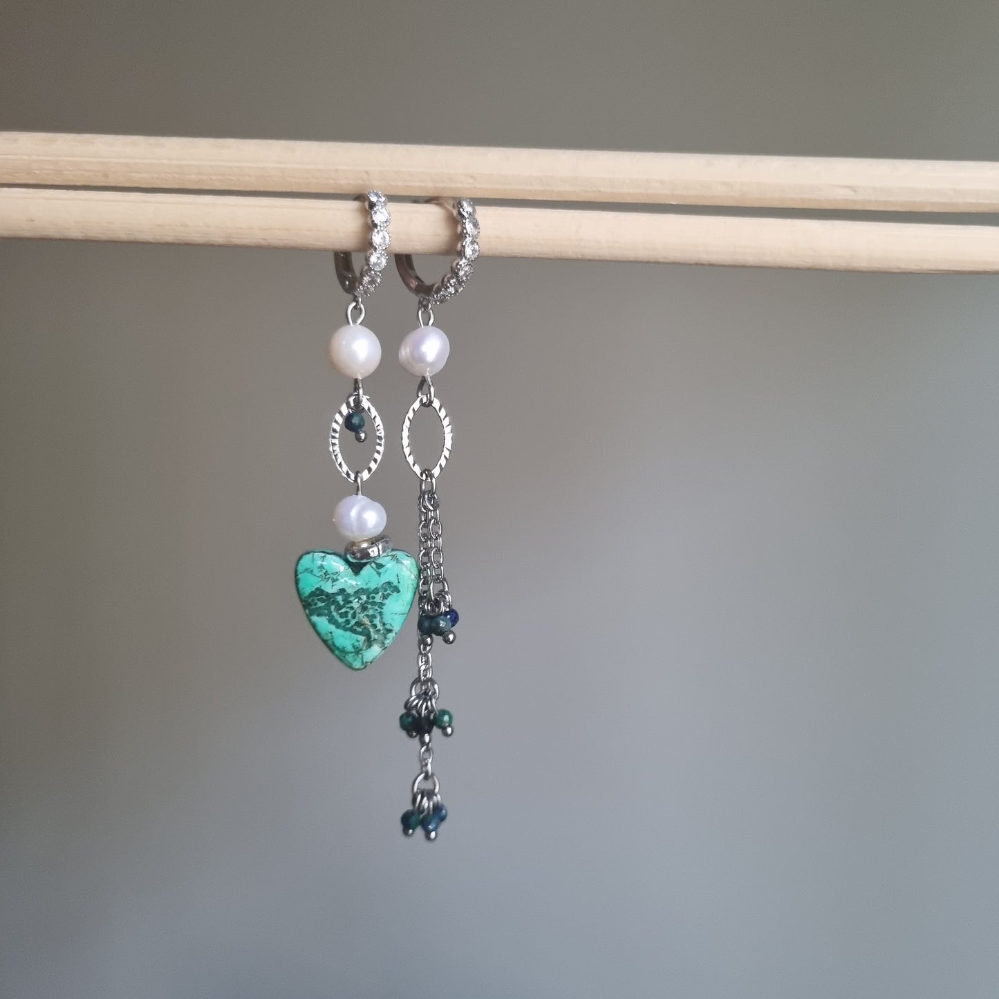"Orecchini Asimmetrici La Sicilia nel Cuore Turchese e Perle - Gioiello Artigianale Italiano"