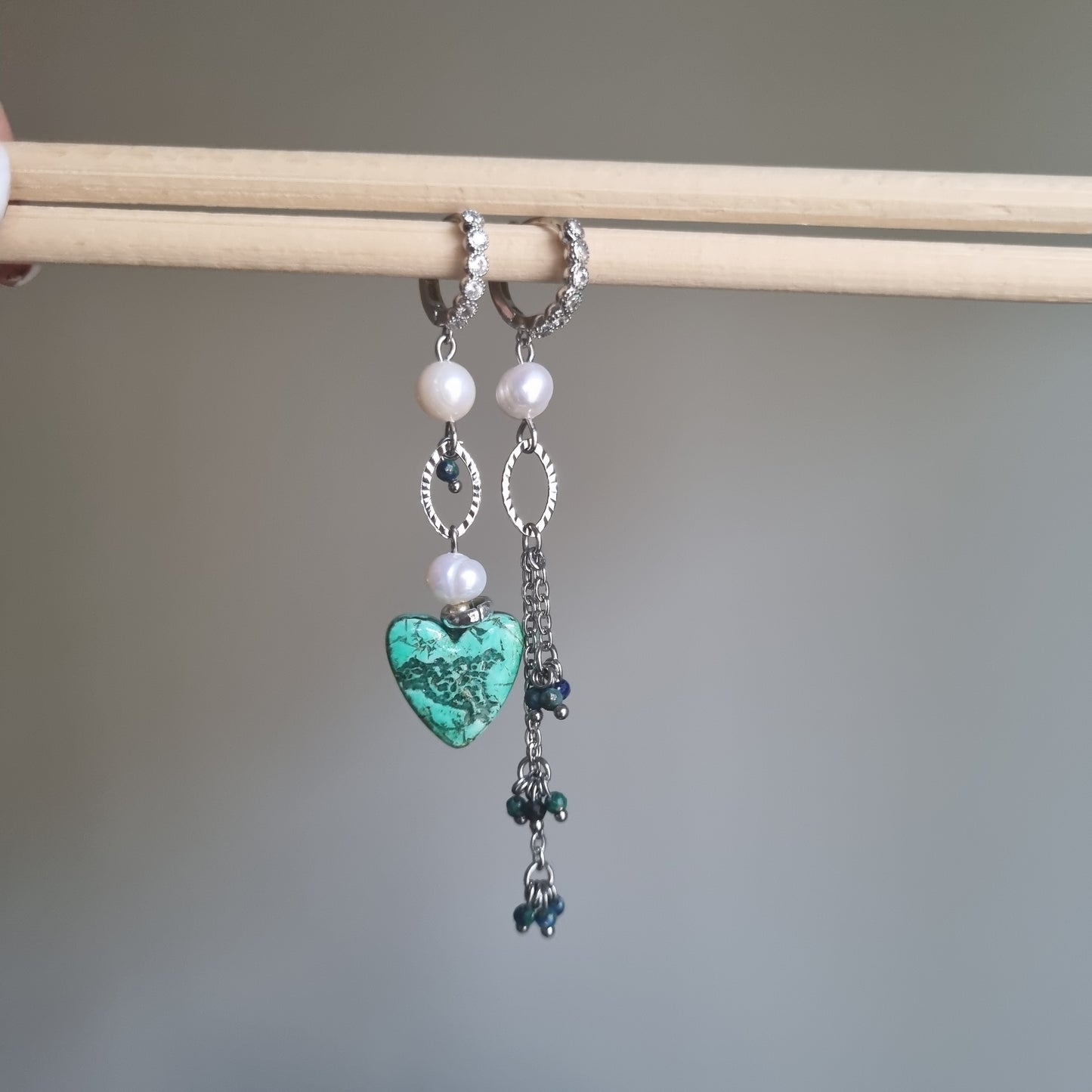 "Orecchini Asimmetrici La Sicilia nel Cuore Turchese e Perle - Gioiello Artigianale Italiano"
