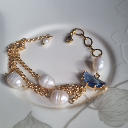 Bracciale Laguna - Perle Naturali e Cristalli Artigianale Fatto a Mano