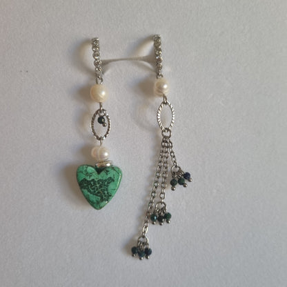 "Orecchini Asimmetrici La Sicilia nel Cuore Turchese e Perle - Gioiello Artigianale Italiano"